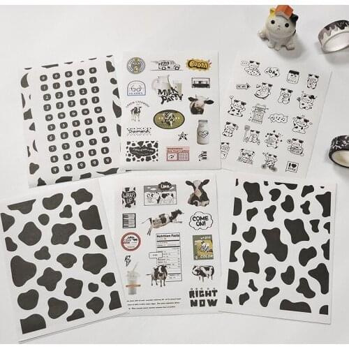 2 Pcs Cute Cow Milk Alphabet Number Stickers DIY Scrapbooking Journal Mobile Phone Computer Album Stationery Decoration Sticker