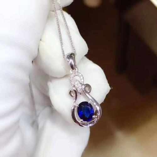 Natural Sapphire Purse Molding Pendant Necklace S925 Fine Fashion Jewelry for Women Favourite Best Free Shipping MeibaPJFS