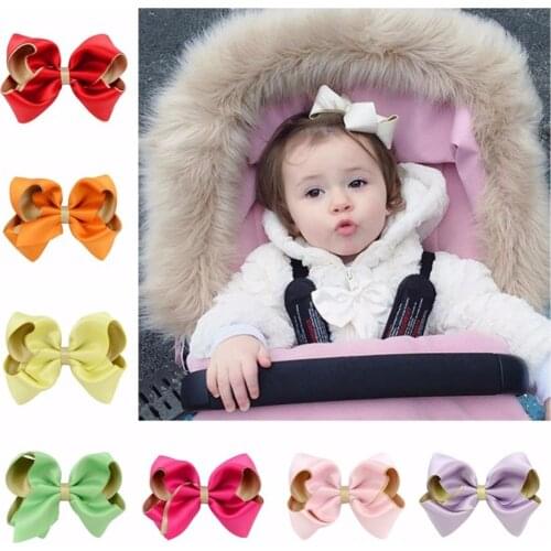 Lot 10pc 3.6inch Lovely Bow Girls Solid Ribbon Bows With Clip with French Barrettes Baby Hair Accessories(10 colors)