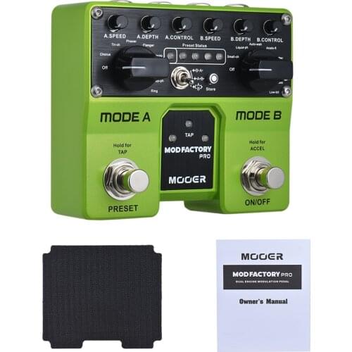 MOOER MODFACTORY Pro Dual Modules Modulation Guitar Effect Pedal 16 Modulation Effects Tap Tempo Function with Dual Footswitches
