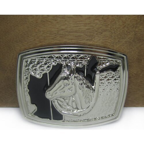 BuckleClub wholesale zinc alloy western horse head belt buckle FP-03653 LUXURIOUS cowboy jeans gift belt buckle silver finish