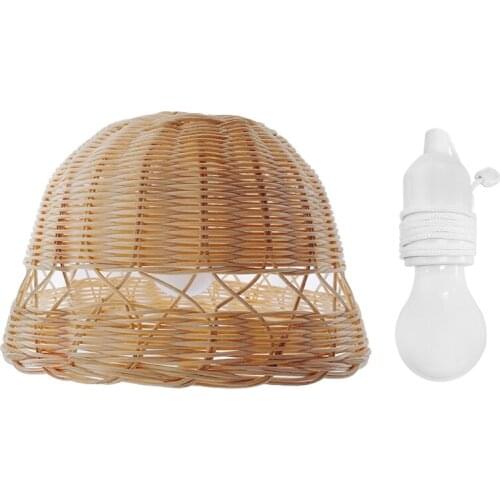 Hand-woven Natural Rattan Lampshade Chandelier Hanging Light Shades for Homestay G32A