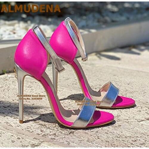 ALMUDENA Thin High Heel Buckle Strap Gladiator Sandals Covered Heel Open Toe Concise Dress Shoes Graceful Wedding Pumps Size47