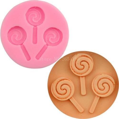 3hold Lollipop shape Fondant Soap 3D Cake Silicone Mold Cupcake Jelly Candy Chocolate Decoration Baking Tool Moulds FQ2840