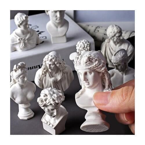 Resin small plaster sculpture 10 pieces mini decorative sketch head model David Venus Art Deco statue teaching aids