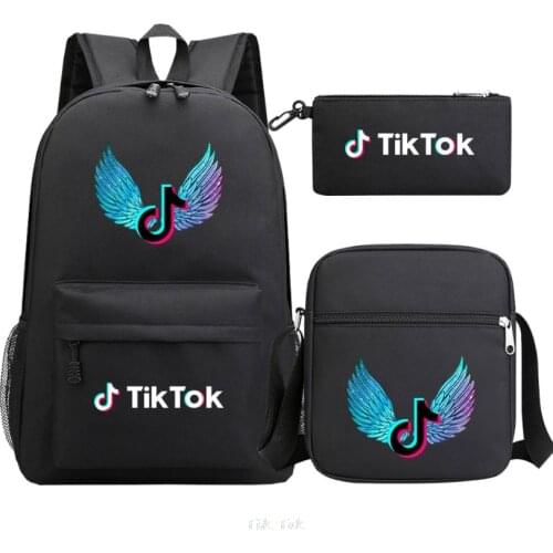 TIK TOK Backpack Large School Backpack USB Charge Teen boys Girl Backpack Women Book Bag back to School Bag Pencil Case