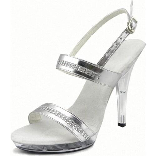Sexy Crystal Shoes High-Heeled Shoes 13cm Ultrafine Sandals Womens Shoes 4 Inch High Heels With Rhinestone Shoes