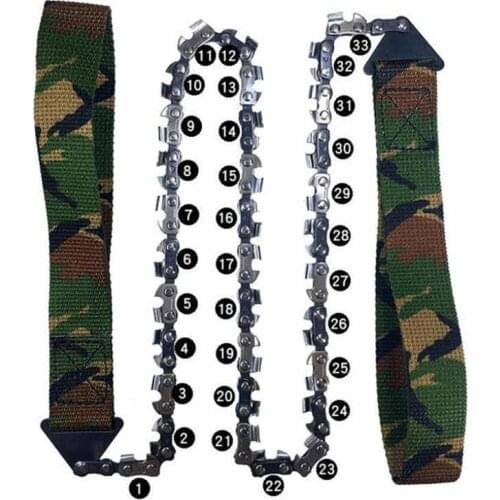 Strengthened Lengthened Outdoor Survival Wire Sawing Hand Chain Saw For Camping Hiking Adventure Manganese Steel Bushcraft Tool