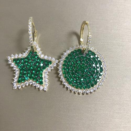 Bilincolor Cubic Zirconia Fashion Round Sun and Star Earring for Women