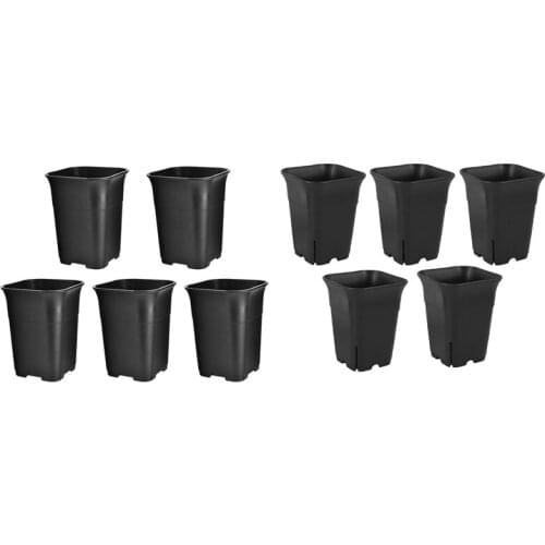 10Pcs Black Square High Waist Mini Nursery Pot Planter Succulent Plant Pot Small Flower Planters, S & L