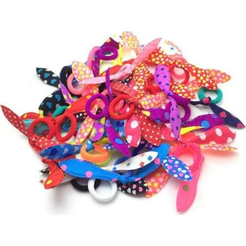 100Pcs Children Elastic Hair Band Cute Bow Rabbit Ears Headband Hair Strings NEW