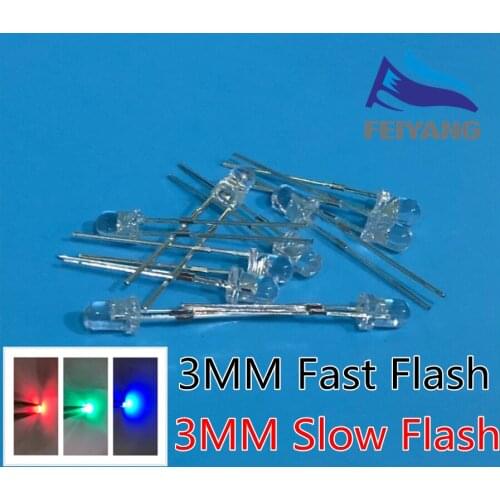 1000pcs/lot F3 3mm Fast/Slow RGB Flash Red Green Blue Rainbow Multi Color Light Emitting Diode Round LED Full Color