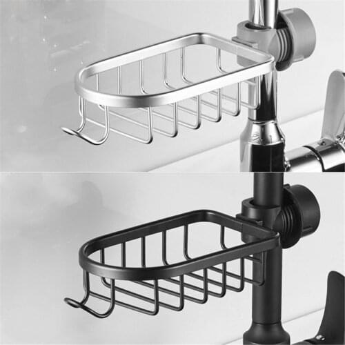 2020 Bathroom Shelf Black Shower Storage Basket Storage Rack Adjustable Faucet