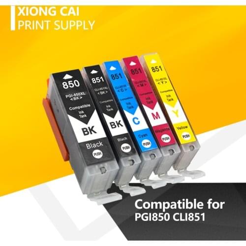 5 color PGI 850 CLI 851 compatible ink cartridge for canon PIXMA MG5480 MG5580 MG5680 MG6380 MG6400 MG6680 Printer