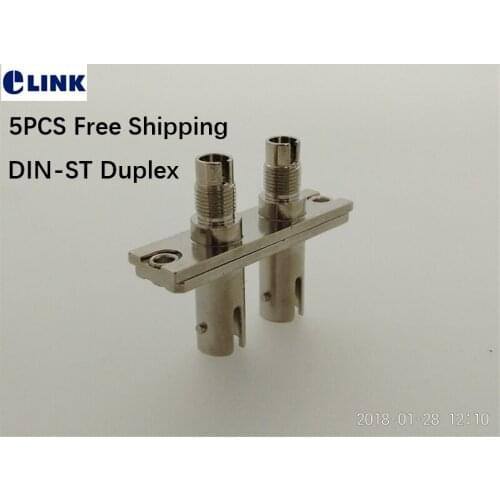 5pcs DIN-ST hybrid duplex fiber adapter female to female Rectangular type connector SM MM metal coupler IL