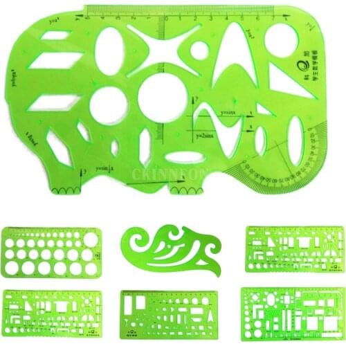50Pcs/Lot Plastic Circles Squares Geometric Template Ruler Stencil Measuring Tool Mathematical Design Architectural Template