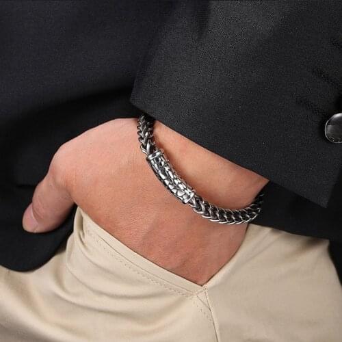 High Quality Men Stainless Steel Chain Link Bracelet Fashion Hand Chain Bangle Simple Bracelet Jewelry Accessories GS0053