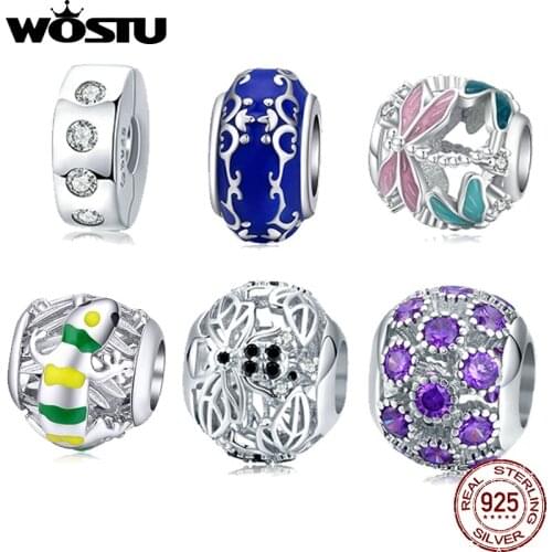 WOSTU 2020 925 Silver 6 Style Metal Stop Beads Creative Bead For Bracelet&Bangle Women Fashion Jewelry Gift For Jewelry maker
