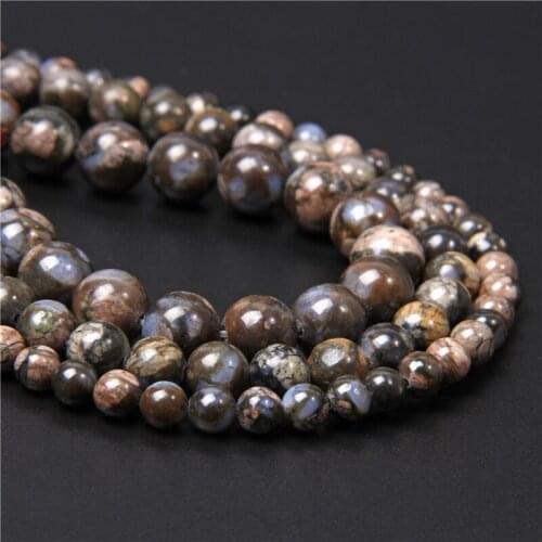 Genuine Blue Jaspers Beads Natural Round Loose Round Smooth Beads For Jewelry DIY Stone Beads Craft Accessories 15"