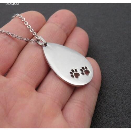 316L Stainless Steel Blank Dog Paw Dogtags Necklace Pendant