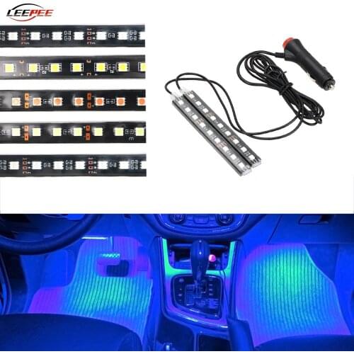 12V LED Strip RGB Car Ambient Mood Lamps Door Dash Floor Foot Light Decoration Cigarette Lighter Kit Auto Accessories Interior