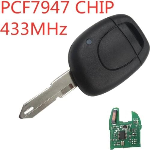 Remote Car Key 1 Button for Renault Clio II Kango PCF7947 Transponder Chip 434 Mhz NE73 Blade after 2000years free shipping