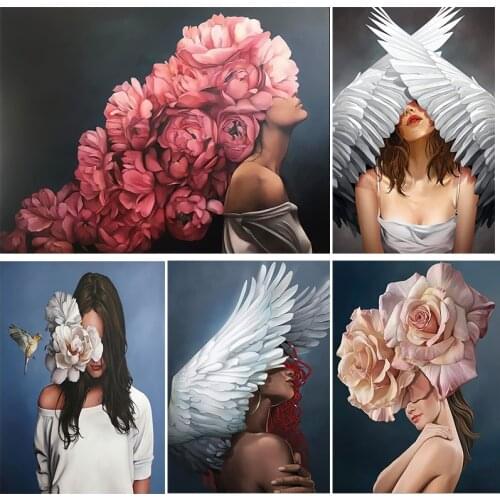 GATYZTORY Full Square/Round Diamond Painting Flower Woman Rhinestones Diamond Embroidery Cross Stitch Home Decor Handmade Gift