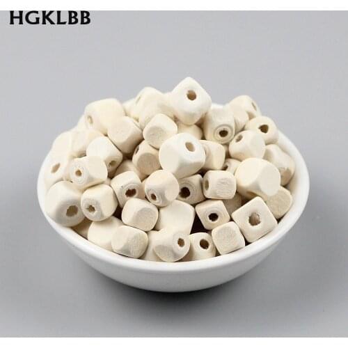 HGKLBB 100pcs 8/10mm Natural Square Wooden Beads Eco-Friendly Spacer Loose Beads Jewelry for Making Wooden Bracelet Toys DIY