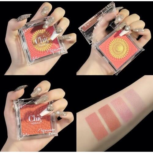 HUDAMOJI Face Blusher Powder Rouge Makeup Cheek Blusher Powder Minerals Palettes Blusher Brush Palette Cream Natural Blush