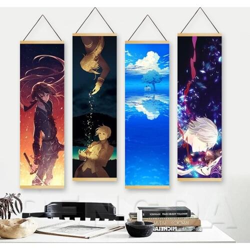 Canvas Pictures Home Decoration Anime Hotarubi No Mori E Poster Print Wall Art Wooden Scroll Hanging Painting Bedside Background