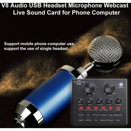 BM 8000 Condenser Wired Microphone Kit 3.5MM Recording Studio Mic With V8 Sound Card Pop Filter for KTV Karaoke Computer