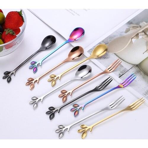 Creative stainless steel coffee spoon European leaf spoon European simple mixing spoon stainless steel small spoon