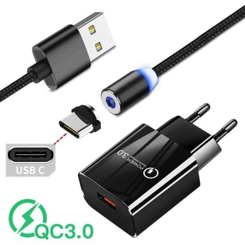 Magnetic Type C Charge Cable For NOKIA 6.2 Galaxy A Quantum M21 S9 Honor X10 9X Realme X50 Phone Charger QC 3.0 fast usb adapter