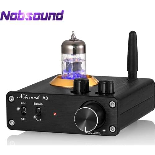 Nobsound Mini Bluetooth 5.0 Vacuum Tube Amplifier Stereo Receiver Desktop Audio Amp with Treble Bass Control APTX-LL 50W+50W