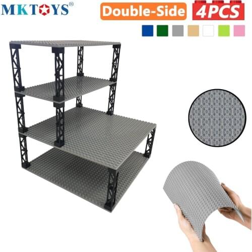 MKTOYS 4PCS Bricks Baseplate 32*32 DOTs Upgrade Double Side Grey Green Multicolor Classic Building Block Constructor Base Plate