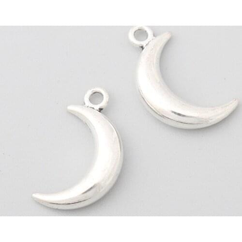 RAINXTAR Fashion Alloy Antique Silver Color Moon Charms 10*18mm 20pcs AAC1745