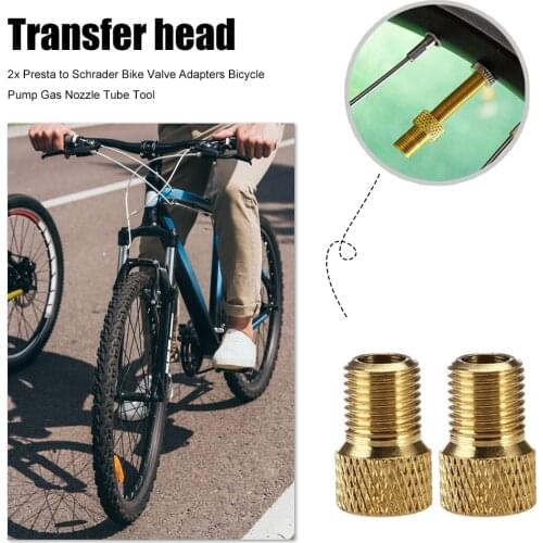 Hot Sale 2pcs Presta to Schrader Bike Valve Adapters Bicycle Pump Gas Skill Manufacture Nozzle Tube Tools Accessories