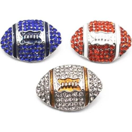 New Arrival 1pcs/lot Rhinestone Rugby Snap Buttons Jewelry Fit 18mm Football Snap Bracelets for women Snap diy Jewelry