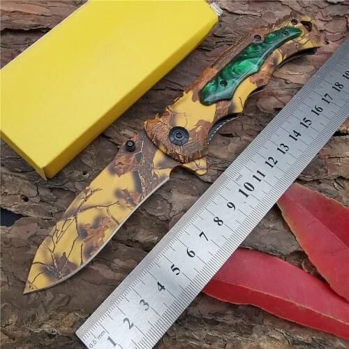 Outdoor Tactical Camping Hunting Survival Pocket Folding Knife Folding Blade Wood Handle Camp Fishing Knives EDC Tools