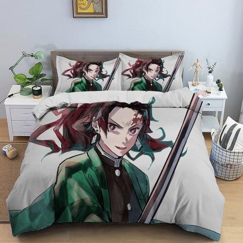 Kimetsu No Yaiba Bedspread 3D Print Demon Slayer Duvet Cover Cartoon Anime Bedding Set For Bedroom Bed Cover Set 2/3 Pcs