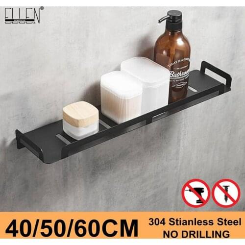 Bathroom Shelves Bath Shower Storage 40/50/60cm Black Shelf Rectangle Stainless Steel Shelves ELM15