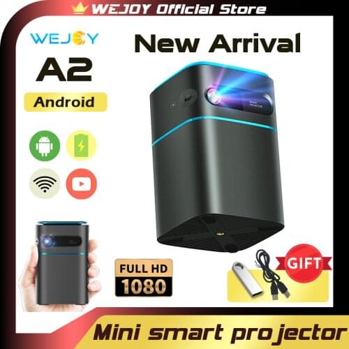 Wejoy DL-A2 Android 9 Projector 4K Mini Portable Battery WIFI With HD-IN & USB-C Home Theater Screen Share Cast LED