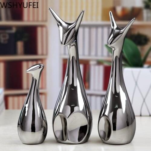 Simple Modern Ceramic Animal Decorative Statue Deer Porcelain Figurine Home Office Desktop Decor Christmas Birthday Wedding Gift
