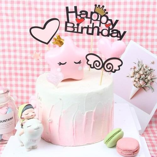 Simple Angel Wings Shape Birthday Cake Topper Dessert Decoration Birthday Party Personality DIY Decorations Cute Gifts