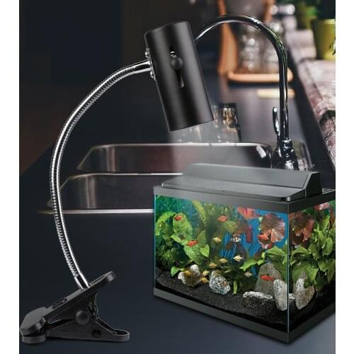 Fish Turtle Tank Reptile Heating Light Holder 360 Degree Rotation E27 Lamp-socket Clip-on Bulb with Lamp Clip Cover