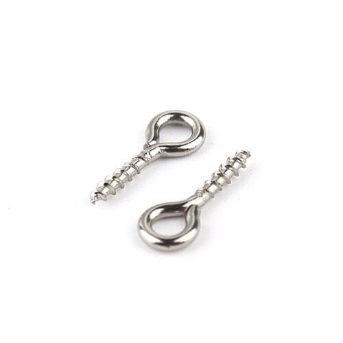 50pcs 10x4mm Silver Tone 316L Stainless Steel Screw Eye Bail Pins Top Drilled Pendant Clasps Jewelry Findings Accessories