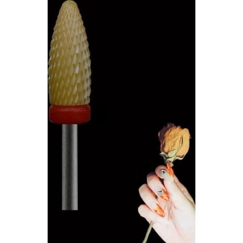 Yellow Ceramic Nail Drill Bit - Flame Bit -F