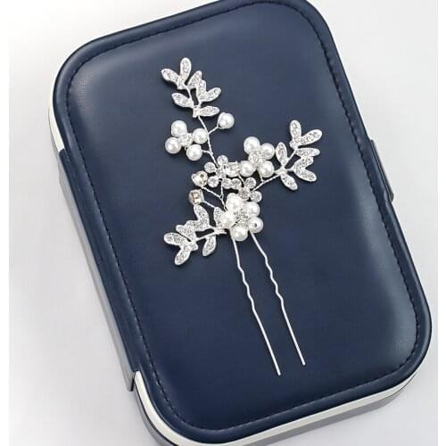 Pearl Crystal Silver Color Bridal Hair Pins Sticks Leaf Wedding Hair Accessories Hair Clip Headwear Hair Jewelry Women Ornaments