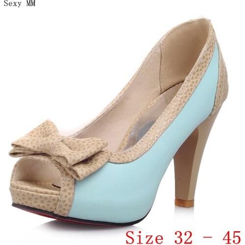 Peep Toe Women High Heel Shoes Platform Pumps Woman Summer High Heels Sandals Small Plus Size 32 33 - 40 41 42 43 44 45