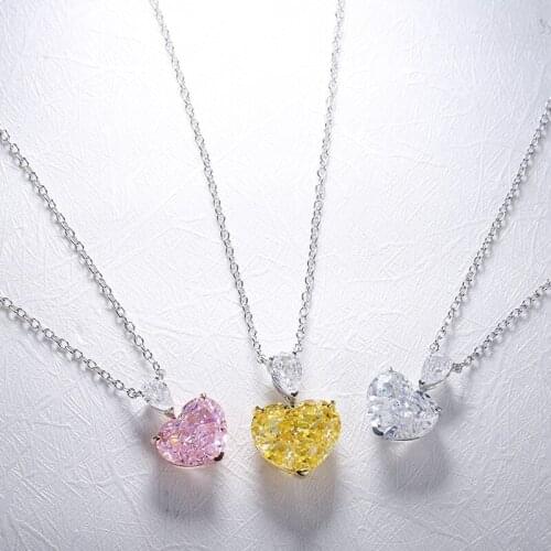 New Womens Jewelry 3.0ct 5.0ct Heart Shape 2021 Fashion Gemstone Jewelry Set 925 Sterling Silver Necklace
